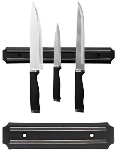 Premium Magnetic Knife Holder Wall Mounted Magnetic Knife Strip Kitchen Utensil Holder Organizer Tool Durable and Stylish Black 20cm, 33cm, 55cm (55CM)