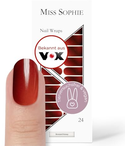 Original Miss Sophie Nagelfolien I 24 ultra-dünne Nagellack-Streifen Farbverlauf Bronzed Honey I Für Finger- & Fußnägel I Hält auf Natur- sowie lackierten, Acryl-, Gel- & Shellac-Nägeln