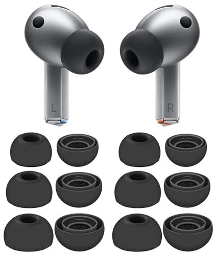 IiEXCEL 6 Pairs Galaxy Buds 3 Pro Ear Tips Buds Eartips, S/M/L Replacement Soft Silicone Rubber Flexible Gel Earbuds Earplug Fit in Case Compatible with Samsung Galaxy Buds 3 Pro - Gray
