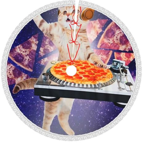 Weihnachtsbaum-Rock, Fransen mit Spitze, 3D-DJ, Pizza-Drehteller, doppellagig, dick, für Urlaub, Party, Weihnachtsdekoration, 91,4 cm
