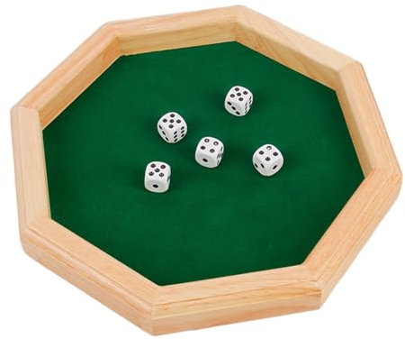 Caja para lanzar dados - Bandeja para dados, bandeja para lanzar dados | Alfombrilla octogonal de madera, bandeja para rodar, bandejas para dados portátiles para reuniones familiares, viajes, anillo