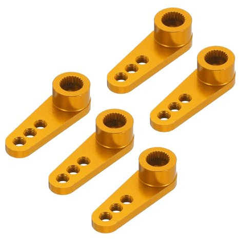 QUARKZMAN 5 Stück Aluminium Servo Horn 25T Servo Horn Lenkung Kurzer Arm 28mm Länge Gold Geeignet für DIY RC Auto/Boot/Flugzeuge Boot Modell Zubehör
