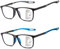Amorays 2 Pack Gleitsichtbrille Progressive Multifokus Lesebrille für Herren und Damen, Sportliches Design und flexible Lesebrillen mit Anti-Blaulicht DJ8090(Schwarz&Blau，+1.25