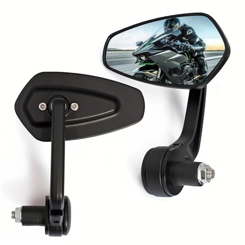 YUJYGAO Rétroviseurs de Guidon de Moto 7/8 22mm,Rétroviseurs Latéraux Moto Compatible avec Z1000 Z750 MT03 monster mt07 mt09 Street Sport Bike Cruiser scooters VTT UTV