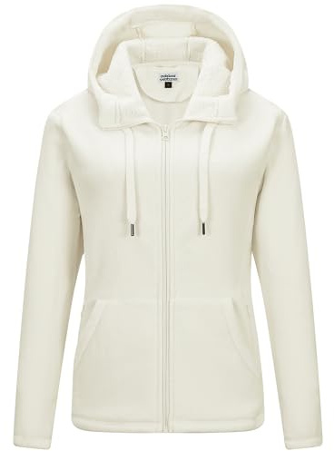 Outdoor Ventures Womens Fleece Jackets with Hood 320G Warm Full Zip Coat | 6 Large Pockets, Polyester, Breathable, Soft, Long Sleeve, Outerwear, Top for Walking Travelling Everyday Casual Wear