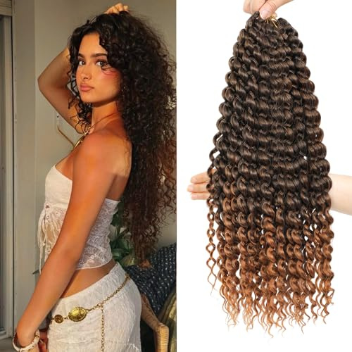 FANWYFYU 8 Packs GoGo Curl Crochet Hair 22Inch Soft Ocean Deep Wave Crochet Hair Extensions Synthetic Curly Crochet Hair for Black Women (1B/30) 