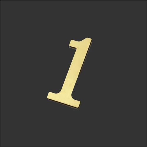 Self Adhesive House Numbers Sticker 3 Inch Golden Brass Door Number 3D Modern Mailbox Address Sign for Outside Apartment Wall Decor Yard Post Street Garden Office Outdoor Room(1)