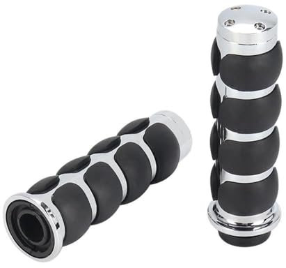 DWOGCEBX 1 Or 7/8 4-Ring Air Cushioned Hand Grips For Bikes Choppers Custom Bikes(22mm chrome)