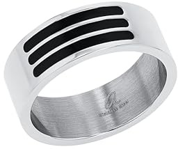 Amor Ring Edelstahl Unisex Damen Herren Ringe, Schwarz, Kommt in Schmuck Geschenk Box, 9675357
