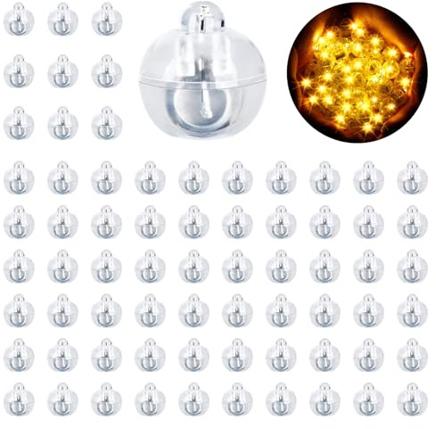 A.bigwhale Ballonlichter Mini Led, 60er Set Mini LED Lichter für Papier Laterne Luftballon Weihnachten Hochzeit Party Geburtstag Deko Tischdeko (Warmweiß), Lichterketten für Innen
