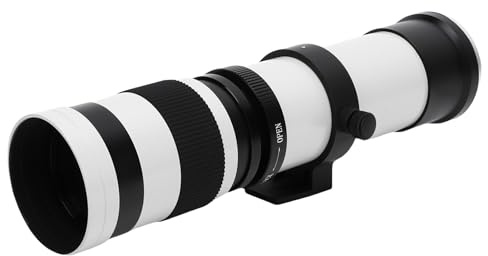 Tosuny 420-800 Mm Super Teleothot Lens, Teleobiettivo Manuale Apertura F8.3 Apertura per Fotografia di Luna di Uccelli Selvatici, per Telecamere Mirrorless (WHITE)