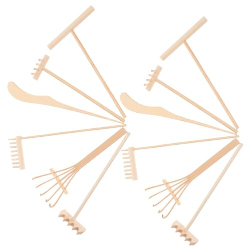 iplusmile Herramientas de Rastrillo Zen de Madera Mini para Jardín de Arena Accesorios para Escritorio de Oficina y Decoración Meditativa y Duraderas