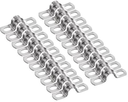QUARKZMAN 20 Stück 12mm Rohrschellen, Kabelkanal Klemmen M12 U-Rohrschelle Edelstahl Starre U-förmige Halterung mit Zwei Löchern für Rohr Schlauch Draht Kabel Befestigung Verdickt