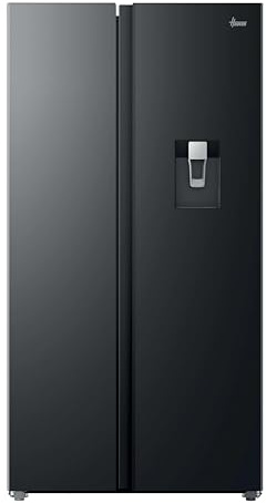 Hoover H-FRIDGE 500 MAXI American Fridge Freezer, Water Dispenser, Black | Side by Side Freestanding Refrigerator, E Class, Total No Frost, Smart Contents, 90x64x177.5cm, HONSQ2T918EWBK