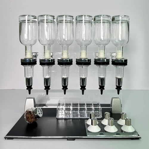 KHZKHC Distributeur De Parfum Manuel, Remplisseuse De Bureau, avec 6 Têtes De Pompe Et 6 Godets De Test, Flacons en Verre De 200 ML, pour Boutiques, Laboratoires Et Bars