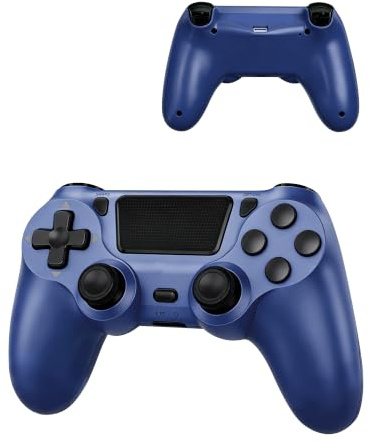 Lizoak Wireless Controller für PS4 mit RGB LED, 3-Linien-Design Gamepad für Konsole/Pro/Slim/PC, 1000mAh, Turbo/6-Achsen-Sensor & Vibration, [Midnight Blue], inkl. Micro-USB, für Gamer