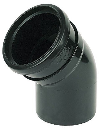 110MM Push Fit Bend 45 Degree Single Socket - Black Soil Pipe and Ring Seal Fittings