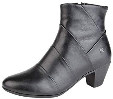 Cipriata GINERVA Ladies Leather Pleated Zip Up Ankle Boots Black UK 8