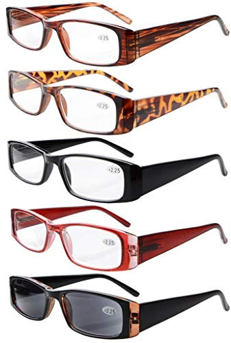 Eyekepper 5 Stuecke Federscharniere Rechteck Lesebrille Sonnen Leser