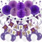 Zerodeco, Decorazione per Compleanno, Banner Happy Birthday, Palline a Nido d'Ape e ventaglio, Decorazione di Carta, bandierina Triangolare, Spirale, ghirlande e Palloncino