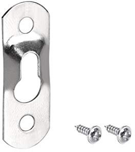 sourcing map Keyhole Hanging Plate, 37mm x 13mm Single Hole Hook for Picture Frames with Screws, 20 Pcs (Silver)