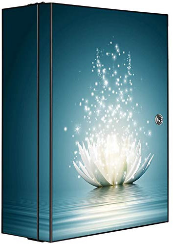 banjado® XXL Medizinschrank abschliessbar mit Motiv Magische Lotusblüte 35x46x15cm - großer Arzneischrank/Medikamentenschrank aus Metall zur Medikamenten Aufbewahrung - Apothekerschrank3 Schlüssel