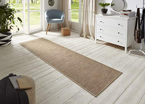 BT Carpet Nature Läufer In- und Outdoor – Schlingen Küchenläufer rutschfest Flachgewebe Kurzflor Woll-Optik Fineloop Küchenteppich für Flur, Küche, Garten, Terrasse, Badezimmer – Terracotta, 80x250cm