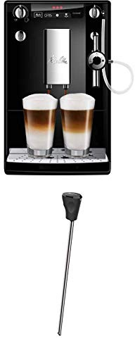 Melitta Caffeo Solo & Perfect Milk E957-101 Schlanker Kaffeevollautomat mit Auto-Cappuccinatore | Automatische Reinigungsprogramme Schwarz + Milchlanze für Kaffeevollautomaten, Edelstahl, Schwarz
