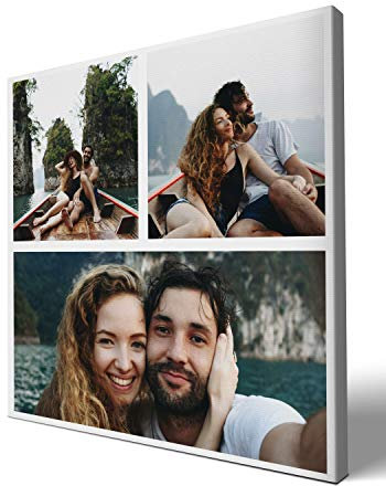 wandmotiv24 Leinwandbild 260 g/m ² - Foto-Collage mit 3 Fotos - Fotogeschenk - Geschenk für Freunde und Familie - Kunstdruck quadratisch 30x30cm (BxH) - M0002
