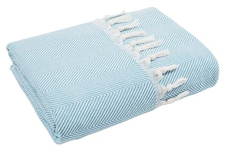 Mixibaby Tagesdecke 150x 200 Wohndecke Wendedecke Kuscheldeck Sofadecke Couchdecke, Farbe:Türkis-Cream