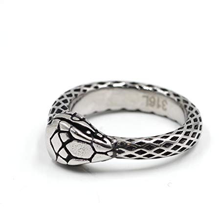 AWAKEN Ring für Herren und Damen im Vintage-Stil, Schlangen, Gothic-Punk, Infinity Snake Schmuck aus Chirurgenstahl 316L
