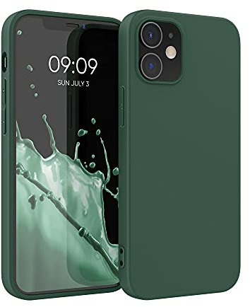 kwmobile Funda para Apple iPhone 12 / iPhone 12 Pro Carcasa - Ultrafina de TPU y Silicona con Bordes elevados anticaídas - Verde Musgo