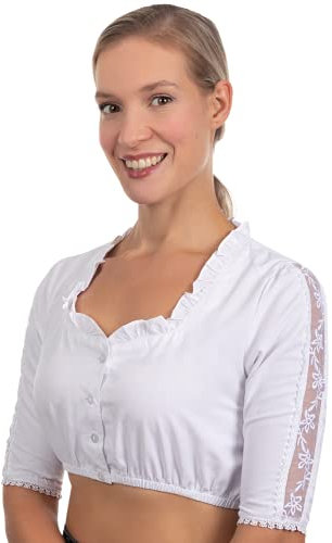 Edelnice Trachtenmode Verschiedene Dirndlblusen Modelle aus Spitze und Baumwolle Gr. 32-54 (34, Annabella)