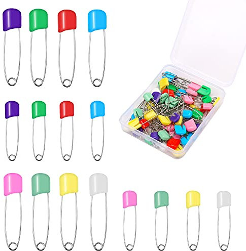 Savita 50 Stück Sicherheitsnadeln Edelstahl, Sicherheitsschloss Rostfreier Stahl Sicherheitsnadeln Bunt für Windelkleidung Dress Craft Halteclip (Mehrfarbig)
