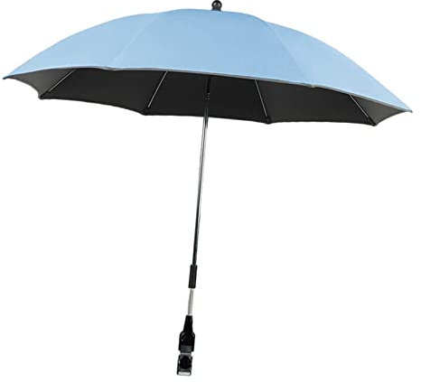 Sombrilla universal para cochecito con clip con protección UV, sombrilla para cochecito de bebé de 85 cm/33,5 pulgadas con clip para, Azul claro