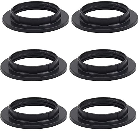 anillo reductor pantalla E27 Negro YnGia E27 Portalámparas Giro Plástico Pantalla Arandela Adaptador Convertidor Anillo Pantalla Collar Anillo Anillos de retención Tornillo 6 PAQUETES