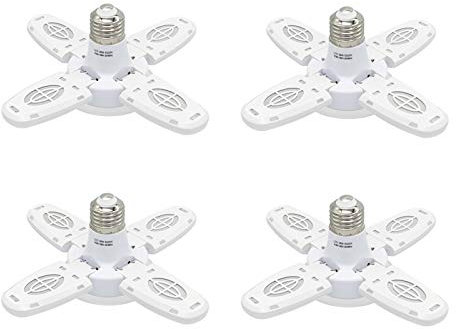 LED Garage Lights- 38W 6000LM 6500K E27/E26 LED Garage Ceiling Lights with 4 Adjustable Panels for Garages, Workshop,Indoor, Outdoor, Workshop and Warehouse, Full Area