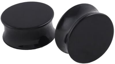 Lieson Ear Flesh Tunnel, 2 Stück Acryl Tunnel Einfach Schwarz Rund Form 6mm Ohr Plug Schwarz