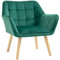 HOMCOM Poltroncina da Camera Design Scandinavo, Poltrona in Velluto e Legno, Color Verde, per Soggiorno o Ufficio, 67x61.5x71cm