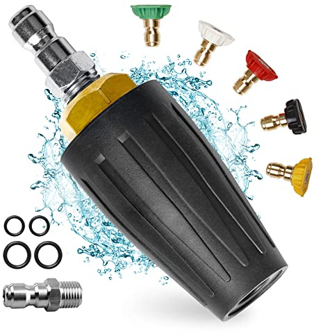 MEKOH 4000PSI Turbo Nozzle Universal Pressure Washer Nozzle Tips Rotating Nozzle 2.6Orifice Power Washer Nozzle Accessories 2.6GPM Spray Nozzle for Concrete, Driveway, 1/4'' Quick Connect Attachment