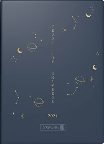 BRUNNEN Wochenkalender „Universe“ Modell 731 2024 2 Seiten = 1 Woche Blattgröße 10 x 14 cm blau