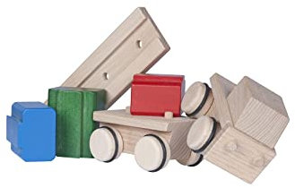 JamsoDesign PuzzleMobil Lastwagen klein I Holzspielzeug ab 1 Jahr I Holzauto aus Buche in 6 Teile zerlegbar I Fördert Motorik & Koordination