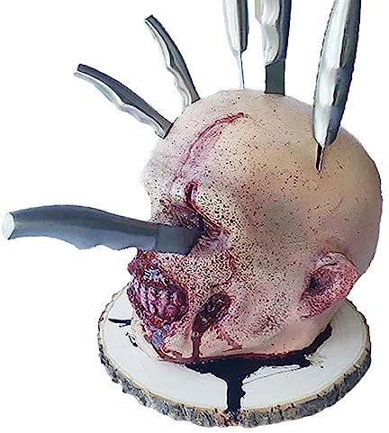 Nupaque Gothic Horror Knife Block Set, Skull-like Knife Holder, Space-saving, Easy Cleaning, Black