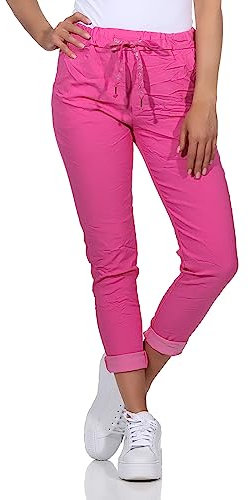 Damen Kordelzughose Sommerhose leichte Jeans (as3, Numeric, Numeric_44, Numeric_46, Regular, Regular, Pink)