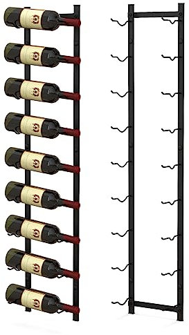 COSTWAY Botellero de Pared para 6/9/12 Vinos, Soporte Metal Inoxidable para Botellas de Vino, Estante de Vino de Pared, Almacenaje de Botellas de Vino Vertical para Cocina Comedor Bar (9 Botellas)