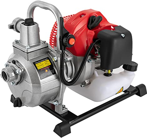Gartenpumpe Edelstahl, bis 10m³/H, 2 Hub Motorpumpe, 42,5cc Hubraum, 1450W, Seilzugstart, Selbstansaugende Pumpe Zum Bewässern Und Besprühen Kleiner Felder