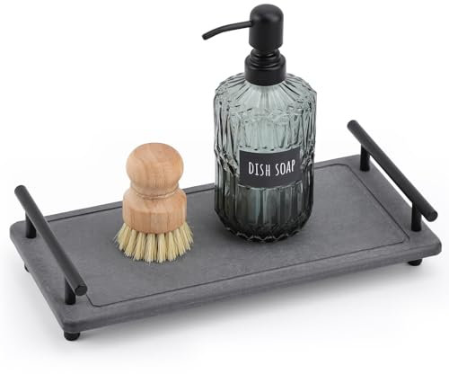 Segbeauty Großes Kosmetiktablett, 30,5 x 15,2 cm, sofortige Stein-Trockenmatte für Badezimmer, Küchentheke, Kieselgur schnell trocknende Seifen-Organizer mit Griff