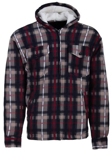Henry Terre Chemise thermique à capuche pour homme Veste de travail à carreaux Taille M à 3XL, beige, XXXL
