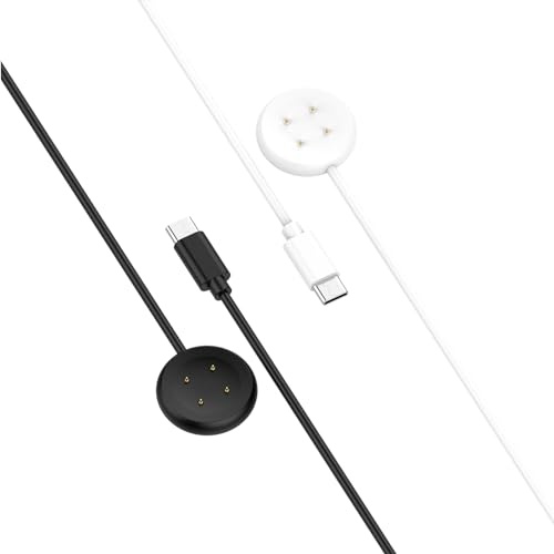 RuenTech Ladekabel für Google Pixel Watch 2 Ladegerät, 3.3ft Kabel Portable Type C Magnetic Ersatzkabel für Pixel 2 Ladegerät Kabel Smartwatch Zubehör (Weiß+Schwarz)