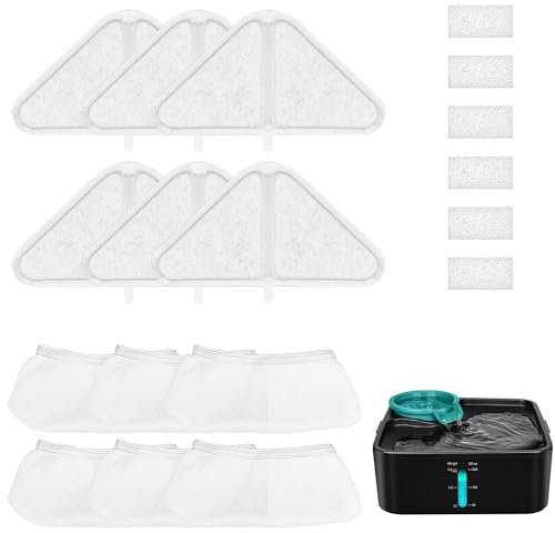 XIHIRCD 6 Confezioni Filtri Fontana Animali Domestici per Fontana d'Acqua 7L, Schiuma Ricambio Filtro Fontana Cani per Sistema Filtrazione 5 Strati, Incluso Filtro, Spugne, Sacchetti a Rete
